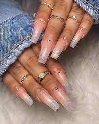 Exc Nails Cover Gold Nails Clear Nails White Acrylic Nails