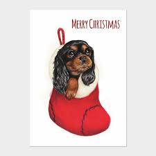 Maybe you would like to learn more about one of these? Black Tan Cavalier Puppy In A Christmas Stocking Card