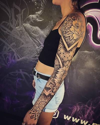 Full sleeve with mandala dotwork tattoo 🧨 กรุงเทพฯ-ภูเก็ต สuใจงาuสักท๊ากกก ⬇️ If you are interested please inbox us for more details. FB Page: https://www.facebook.com/Chats-Tattoo-Artist-763020710429785/ FB: http://facebook.com/chatchai.saelim IG ...