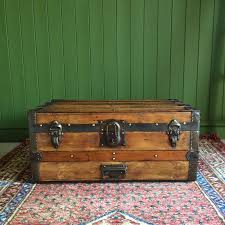 Antique Victorian Steamer Trunk Coffee Table Old Rustic Pine Chest Wooden Blanket Storage Box Steamer Trunk Coffee Table Coffee Table Trunk Vintage Trunks