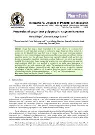 Pdf Properties Of Sugar Beet Pulp Pectin A Systemic Review