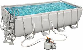 Detachable Rectangular Tubular Pool Bestway Power Steel With Water Treatment Plant 488x244x122 Cm Poolfunstore