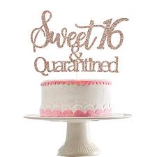 You thought long and hard about the perfect present and you have decided on an amazing birthday cake that you will bake and decorate yourself! Sweet 16 And Quarantined Cake Topper Rose Gold Glitter Sweet 16 Birthday Decorations Sweet 16 Decorations Cake Topper For 16th Birthday 16th Birthday Cake Toppers Buy Online In Gambia At Gambia Desertcart Com Productid 218633483
