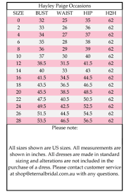 Size Chart Hayley Paige Occasions Eternal Bridal