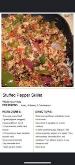 12 easy lunch ideas for type 2 diabetes. Stuffed Pepper Skillet Lean And Green Meals Greens Recipe Lean Meals