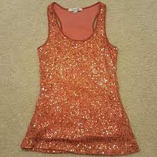 Orange Sequin Top Clothes Design Sequin Top Tank Top Fashion