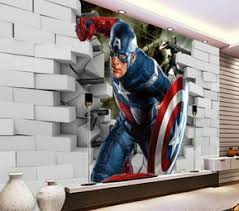 Avengers Captain America 3d Wall Mural Wallpaper Captain America Wallpaper Avengers Room Kid Room Decor