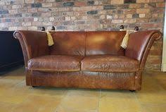 Laura Ashley Leather Knoll Sofa Vintage Distressed Parker Knoll Drop Arm 2 Seat Leather Sofa Vintage Sofa Sofa