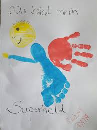 Karte Zum Vatertag Oder Zum Geburtstag Vom Papa Mit Fingerfarben Vatertag Geschenke Basteln Vatertag Basteln Geschenke Fur Papa Basteln