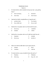 Kertas soalan ujian pendidikan muzik tahun 4 kssr. Soalan Muzik Tahun 4 Sem 1 2017