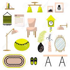 Beautiful farm house kitchen station! Home Decor And Furniture Vector Set Flat Style Interior Illustration Royalty Free Cliparts Vectors And Stock Illustration Image 66865101