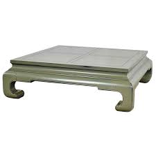 Handpainted 49 inch tibetan scroll coffee table. Monumental Square Asian Ming Style Lacquered Coffee Table In Sage Green For Sale At 1stdibs