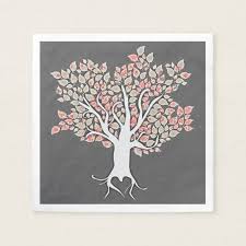 Love Tree Grey Coral Pink Wedding Paper Napkins Wedding Mint Green Elegant Modern Wedding Pink Blue Weddings