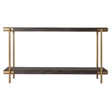 Theodore Alexander Modern Small Milan Black Wood Gold Metal Console Table Metal Console Table Metal Console Gold Wood