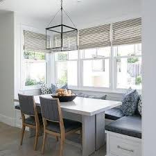 Built In Banquette Contemporary Dining Room Laura Tutun Interiors In 2020 Wicker Dining Chairs Bamboo Dining Chairs Pedestal Dining Table
