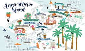 Cartoon Island Drawing Birds Eye View Bird S Eye Mapping Out Anna Maria Island Flamingo Magazine Anna Maria Island Florida Anna Maria Island Island Map