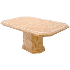 For rectangular or oval tables 72 in length or longer, a double pedestal supports the table. Tessellated Red And White Marble Tile Single Pedestal Rectangular Dining Table For Sale At 1stdibs