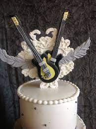 Rock N Roll Theme Wedding Cake Topper Used Idea From Their Invitations By Leticiasconfections And Asista Punk Wedding Punk Rock Wedding Wedding Cake Toppers