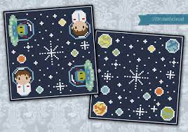 The free original cross stitch patterns listed here are small simple patterns, that can be completed with leftover floss. Oh Space Boy Biscornu Digital Cross Stitch Pattern