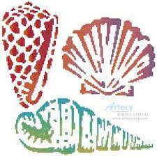 White aida using dmc floss. Sea Shells Cross Stitch Pattern By Tereena Clarke Crosstitch Com