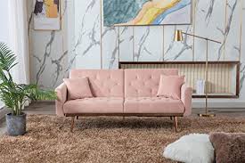 The massimo sofa set is available in multiple velvet fabrics and silver or rose gold options on the accent metal details. Convertible Futon Sofa Bed Goten Gsb01 2020 Modern Velvet Sectional Sleeper Sofa Bed Loveseat Couch With 2 Pillows Rose Gold Metal Feet Detachable Armrests For Small Spaces Living Room Pink Pricepulse