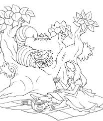 Alice And Cheshire Cat Drink Tea In Alice In Wonderland Coloring Page Download Print Onl Alice In Wonderland Drawings Cartoon Coloring Pages Coloring Pages