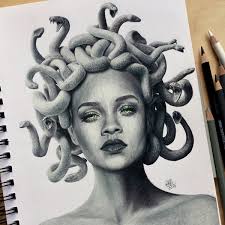 Max Artist On Twitter Finished Drawing Of Rihanna As Medusa What Do You Think Of It Medusa Rihanna Drawing In this case, medusa will be drawn with the torso of a woman and the tail of a. medusa rihanna drawing