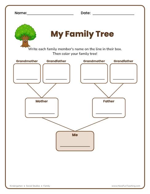 1 Child Family Tree Worksheet