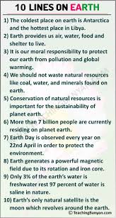 Our environment consists of all living beings as well as their surroundings. 10 Lines On Earth For Children And Students