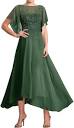 Amazon.com: Dark Green Tea Length Mother of The Bride Dresses for ...