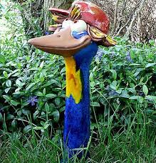 Heckenvogel L Aus Keramik Blau Frostsicher Unikat J Rotes Basecap Und Haare Keramik Zaunhocker Hecke