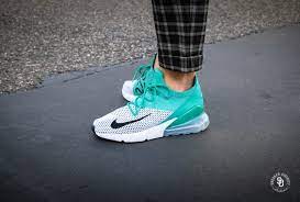 Nike Women S Air Max 270 Flyknit Clear Emerald Black White Ah6803 300 Sneaker District