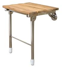 15 In Teak Wall Mount Slatted Folding Shower Seat With Legs With Stainless Steel Trim Teak Wall Folding Table Legs Teak Shower Seat