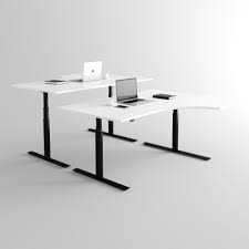 140 x 72 x 70 cm. Hohenverstellbarer Schreibtisch In Eckform Schwarz Weiss Premium