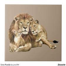 Lion Family Tile Zazzle Com Lion Family Lion Pictures Jungle Animals