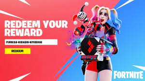 • the unique rebirth harley quinn skin. Redeem Free Reward Code In Fortnite Youtube