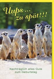 Wir hoffen, du hast es. Karte Geburtstag Motiv Nachtraglich Erdmannchen Geburtstagskarten Kartensortiment Pbs4all De Schreibwaren Geschenke Buroeinrichtung