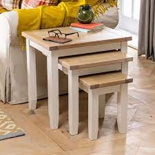Modern, vintage, designer, skandinavisch, landhaus, retro Cheshire Cream Painted Nest Of 3 Tables The Furniture Market