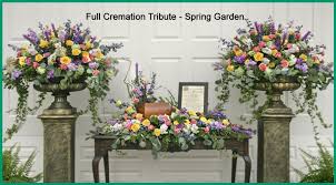 Full Cremation Tribute Spring Garden 900 499 Funeral Flower Arrangements Funeral Flowers Funeral Floral Arrangements