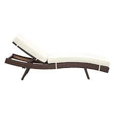 Amazon Com Lexmod Peer Outdoor Wicker Chaise Lounge Chair With Brown Rattan And White Lounge Chair Outdoor Outdoor Wicker Chaise Lounge Wicker Chaise Lounge