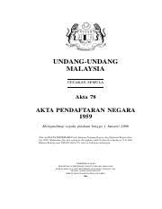 Ukk pasar (mdjbt) 1982 4. Akta Pendaftaran Negara 1959 Akta78 Pdf Undang Undang Malaysia Cetakan Semula Akta 78 Akta Pendaftaran Negara 1959 Mengandungi Segala Pindaan Hingga 1 Course Hero