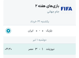جدول نتایج بازی‌های گروه G جام جهانی ۲۰۲۶