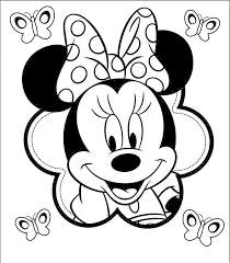 Minnie s white spotted skirt and pink bow pose an exciting challenge. Printable Minnie Mouse Head Coloring Pages Novocom Top