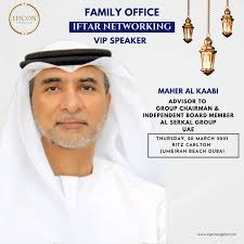 We welcome our esteemed VIP Speaker Mr. Maher Al Kaabi at the Epicon  Capital Club's Family Office Iftar to deliver the Keynote Speech