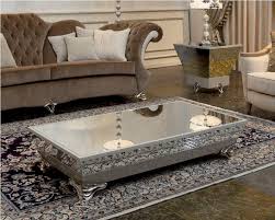 Charming Silver Coffee Table Set Coffee Table Idea With Mirror Table Top And Carpet Also Sofa Tavolini