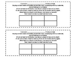 self monitoring on task behavior token board 10 minute intervals