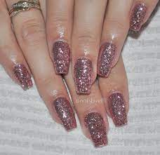 Rose Gold Glitter Coffin Nails Glitter Gold Acrylic Nails Prom Nails