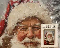 Ritratto di Babbo Natale d'epoca, arte natalizia stampabile, decorazioni  rustiche per le vacanze invernali, dipinto antico di Babbo Natale, download  digitale