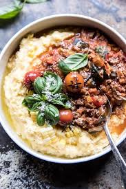 Late Summer Vegetable Bolognese With Creamy Polenta Half Baked Harvest Recipe Recipes Food Vegetarian Recipes