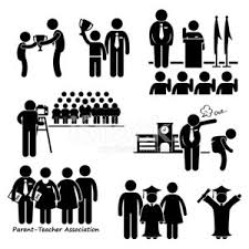 Standing in front of the classroom teaching math to a young child writing down the equation on the blackboard with. School Events Student Teacher Parent Stick Figure Pictogram Icon Vector Images